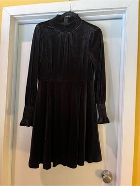 Baltic Born Black Velvet Long-Sleeve A-Line Dress